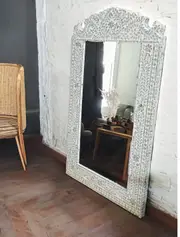 Mother of Pearl Glow Light-Toned Wall Mirror