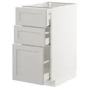 METOD base cabinet with 3 drawers, white Maximera/Lerhyttan light grey, 40x60x80 cm