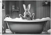 YMXFXP Flag Bunny Bathtub Funny Outdoor Double Sided Cute Funny Flags 24” x 36” - UV & Fade Resistant Flag Banner Garden House Decor with 2 Brass Grommets