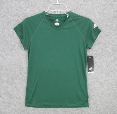 Adidas Mens Shirt Extra Small Climalite Dark Green Pullover V-Neck Short Sleeve