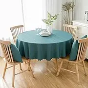 Round Tablecloth Cotton and Linen Solid Color Antifouling Cover Outdoor Dining Table Cloth,160cm,Green