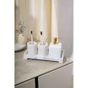White Stone Marble Bathroom Soap Dispenser Set