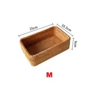 Handwoven Basket Organizer Wicker Basket Rectangular Rattan Basket Storage Tray