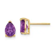 14k Yellow Gold 7x5mm Pear Amethyst Earrings