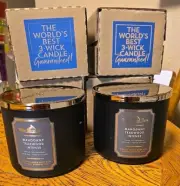 Lot of 2 Bath & Body Works MAHOGANY TEAKWOOD INTENSE 3-Wick Candles NEW BOXES