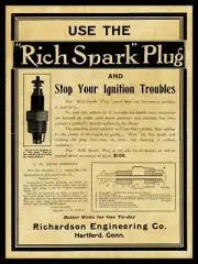 1906 Richardson Engineering NEW Metal Sign: Rich Spark Plugs - Hartford, CT