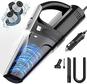 Cozioz Portable Car Vacuum Cleaner - 7000PA Suction, DC 12V High Power, 500cm Cord, LED Light, Lightweight, 0.33L Capacity, Storage Bag