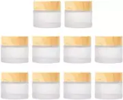 10 Pcs 5 Grams/5 ML Empty Frosted Glass Cream Jars Bottle Vials with Wood Grain