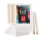Crafts 4 All Stretched Canvas Boards for Painting, 8"x10", 12 Pack - White