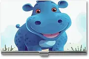 [LKHDS] Slim Aluminum Alloy Business Card Holder Cute Hippo Pocket Business Card Case Portable Business Card Wallet Business Card Holders Handheld Card Box for Women Men, style, One size, Style, One