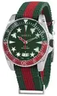 Gucci Dive Green Dial Green/Red Nylon Date Divers Quartz Mens Watch YA136339