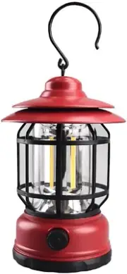 Red Rechargeable LED Camping Lantern Stepless Dimming Waterproof Hanging Tent Li