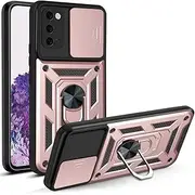 Compatible with Nokia C31 4G Case,Slide Lens Shockproof Case Compatible with Nokia C31 4G TA-1499 Case Ring Kickstand 2 in 1 Phone Case Cover Pink