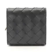 Bottega Veneta Intrecciato Compact Tri-Fold Wallet Leather Black 741731Vcpp28425