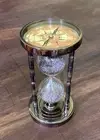 Hourglass Brass Sand Vintage Nautical Compass On Top Desk Timer Clock 5 Minute