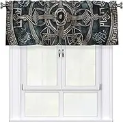 LHBWCVN Helm of awe Valances for Windows, Rod Pocket Window Treatment Drapes Farmhouse Kitchen Curtains Short Blackout Window Curtains for Living Room Bedroom Decor 54x18 Inch
