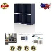 Versatile 4-Cube Storage Organizer Shelves with Stylish Steel Blue Finish