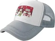 [MDATT] Merry Christmas Cute Snowman Mesh Baseball Cap Adjustable Twill Bulk with Ponytail Hole Washed Dad Hat for Men Women