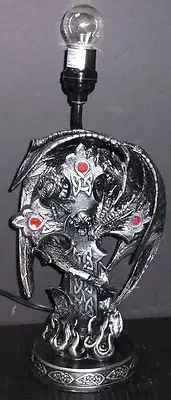 BLACK LIGHT Dragon Cross Lamp H20" x L7" x W6" Statue