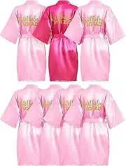 7 Pcs Birthday Squad Robes Birthday Princess Robe Party Robes Flower Slumber Robes Satin Silk Robe for Girls Party Supplies