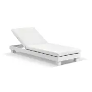 Santorini Aluminium Sun Lounge In White With Sunbrella® Cushion-White Aluminium