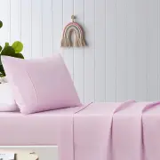 Happy Kids Pink Plain Dyed Microfibre Sheet Set King Single