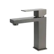 WELS Gunmetal Square Cubic Basin Mixer Faucet Hot Cold Tap Kitchen Laundry Vanity Set