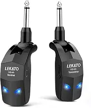 [LEKATO] Wireless Guitar System 2.4Ghz Wireless Guitar Transmitter Receiver with 4 Channels for Electric Guitar Rechargeable Audio Guitar Wireless Transmitter and Receiver for Electric Instruments
