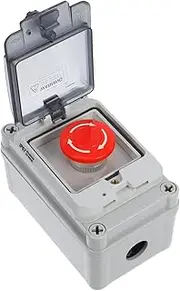 Hohopeti Mushroom Emergency Stop Button Outdoor Electrical Box Push Button Switch Box Control Included