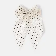 White Heart Barrette Large Bow Hair Clip