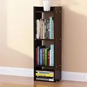 Hbluefat 4 Tier Small Bookcase, Floor Standing Open Bookshelf, Multipurpose Display Storage Organizer Shelf for Home Office Living Room Bedroom (Black)