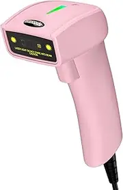 [symcode] Handheld Barcode Scanner USB Wired 2D 1D QR Code for Computer POS Support Automatic Screen Scanning, for Mobile Payment, Store, Supermarket, Warehouse Pink