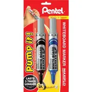 Pentel Maxiflo Whiteboard Markers Bullet Black Blue 2 Pack