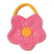 Towel Double Layer Coral Fleece Flower Shape Strong Absorption Ability Soft Hanging Hand Towel Rose Red