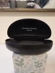Christian Lacroix "Lunettes" Black Hard Half Moon Shape Clam Shell Eyeglass Case