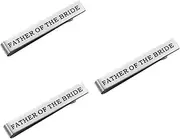 [SAFIGLE] 3 Pcs Elegant Steel Tie Clip Double-sided Lettering Perfect Wedding Present
