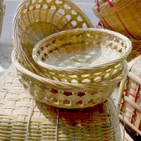 在飛比找樂天市場購物網優惠-手工竹編製品收納筐子點心水果盤蒸煮籃子農家用編織圓簸箕