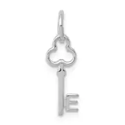 14K White Gold Key Letter E Initial Charm Bracelet Necklace