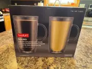 New Bodum Douro Double Wall Mug Glasses With Handle 13.5oz 4-Pack