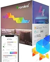 Nanoleaf Shapes WiFi and Thread Smart RGBW 16M+ Color LED Dimmable Gaming and Home Decor Wall Lights Starter Kit Triangle 7 Panels + Mini Triangle 10 Panels