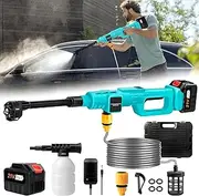 Upgrade 900PSI High Pressure Washer Cordless, 15000mAh Battery Powered Pressure Washer Gun with 6-in-1 Adjustable Nozzle, Portable Hand Held Power Washer for Car, Floor Cleaning & Garden Watering-Blue