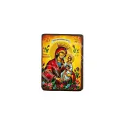 Virgin Mary icon Panagia Rose Amaranth, Handmade Greek Orthodox Icon, Mother of