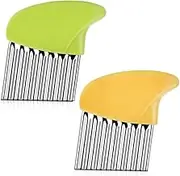 maxin Stainless Steel Wavy Crinkle Cutter - 2 Pack Kitchen Utensil for Vegetables, Fruits, Waffle Fries, Dishwasher Safe (Green & Yellow)