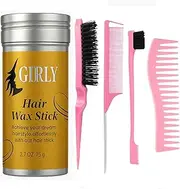 Girly Hair Wax Stick - Slick Back Hair Brush Set Pink 4Pcs - Flyaway Control, and Strong Hold Wax Stick For Women and Kids- Non-Greasy Neat Styles with 75gm (Pack of 4 Pink)
