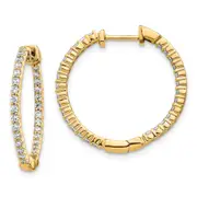 14k Yellow Gold 5/8 Ct. Lab Grown Diamond VS/SI+ G+ In and Out Hoop Earrings