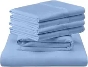 Real 1000 Thread Count, 100% Organic Cotton Sheet Set [6 PC- Queen-XL Size, Light Blue Color] Extra Pillowcase Bedsheet Sets, Fit Mattress Upto 18" Deep Pockets
