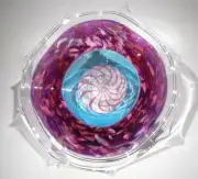 HAND BLOWN GLASS ART BOWL/PLATTER, DIRWOOD, TABLE CENTERPIECE, n3738