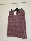 M&S Red Black Pattern Stretch Skirt Size 10 NWT