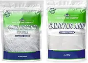 Myoc Cosmetic Grade – Salicylic Acid (120 GM / 4.2 Oz) & Sodium Hydroxide flakes – (500gm/17.63oz) Powder – Clarifying & Preservative Support Duo