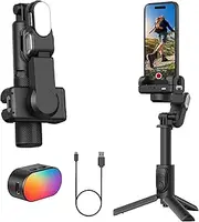 M1 Pro Smartphone Gimbal, Video Stabilizer, Selfie Stick & Tripod, AI Body Tracking, Magnetic Light, Portable & Foldable iPhone Android Gimbal for Vlogging, YouTube, Tiktok & Instagram Videos